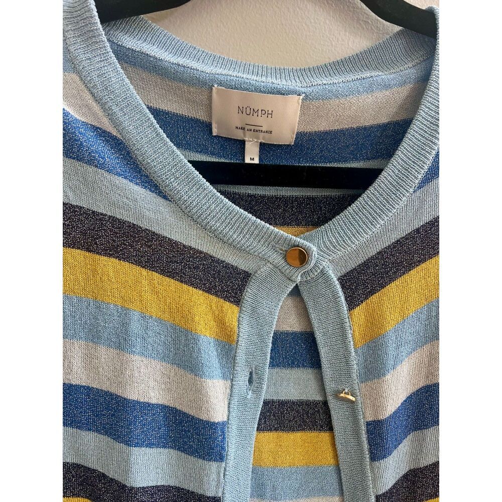 Low Price! NÜMPH Striped Cardigan Sweater Size Medium - Picture 5 of 5